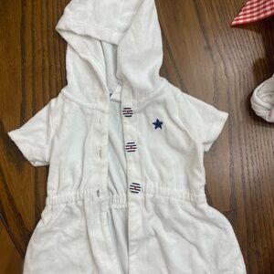 Carter's White Hooded Swim Coverup with Blue Star